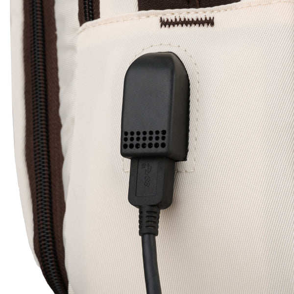 Smėlinė poliesterio kuprinė su USB Peterson M82