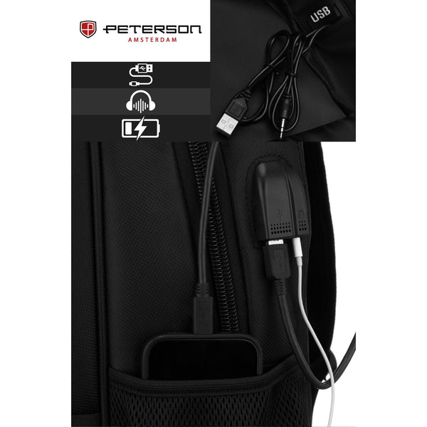 Vidēja izmēra mugursoma unisex Peterson, melna