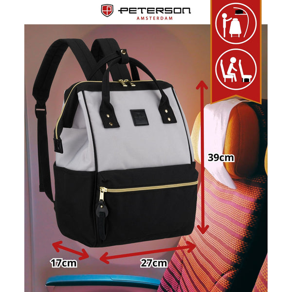 Sieviešu mugursoma Peterson, pelēkmelna K54