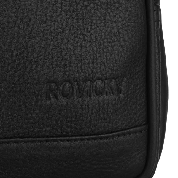 Vīriešu ādas plecu mugursoma Rovicky, melna AX12