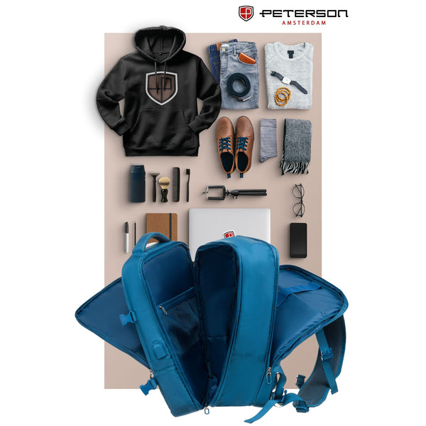 Vidēja izmēra unisex mugursoma Peterson, zila