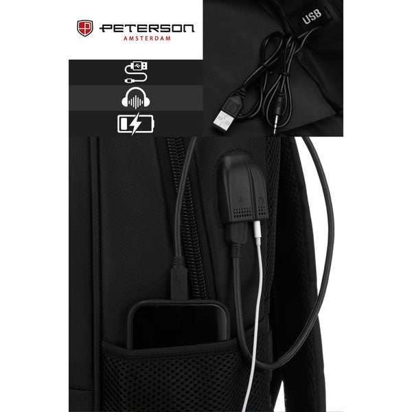 Vidēja izmēra unisex mugursoma Peterson, melna N515