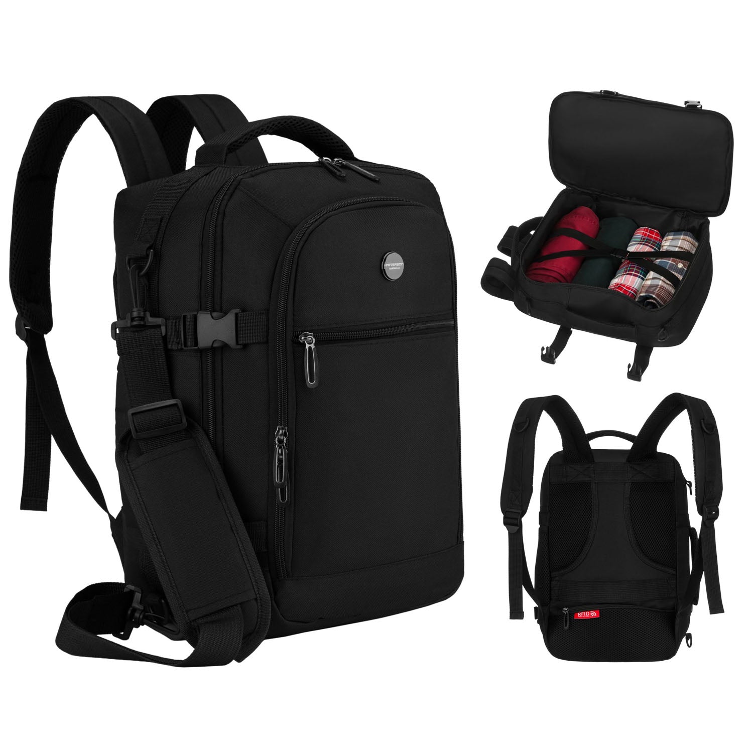 Mugursoma unisex Peterson, melna K49