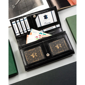 Moteriška juoda odinė piniginė Rovicky K72
