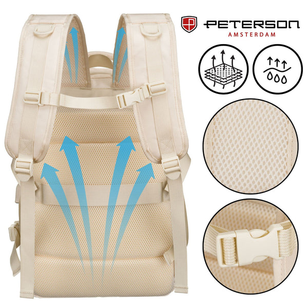 Vidēja izmēra mugursoma unisex Peterson, ziloņkaula krāsā