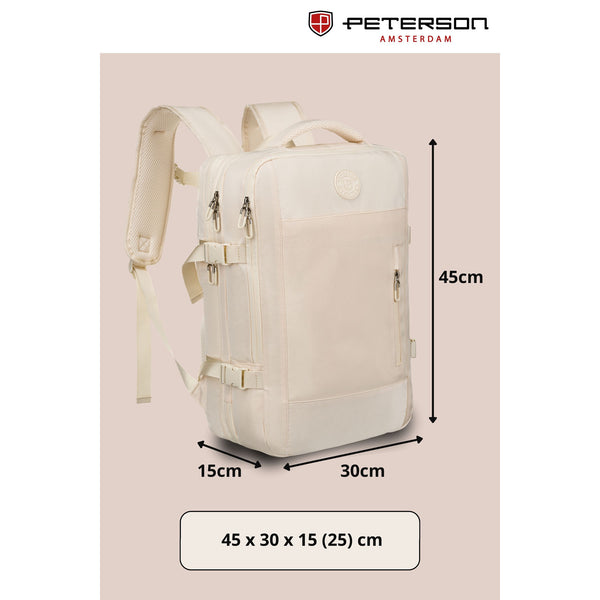 Vidēja izmēra mugursoma unisex Peterson, ziloņkaula krāsā