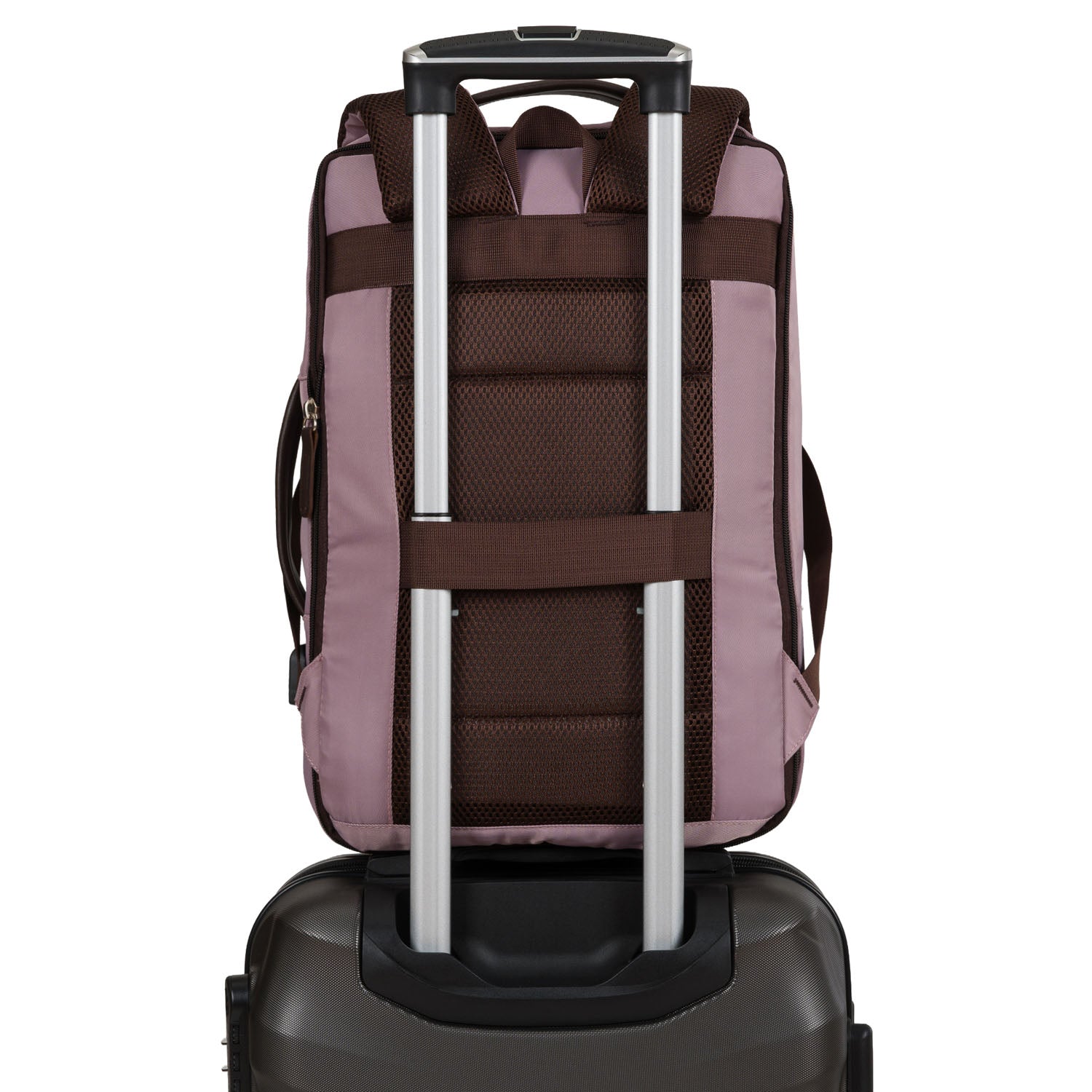 Rožinė kelioninė kuprinė su USB Peterson K83
