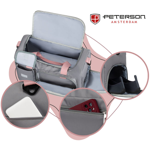 Liela sporta ceļojumu soma sievietēm Peterson, pelēkrozā krāsā