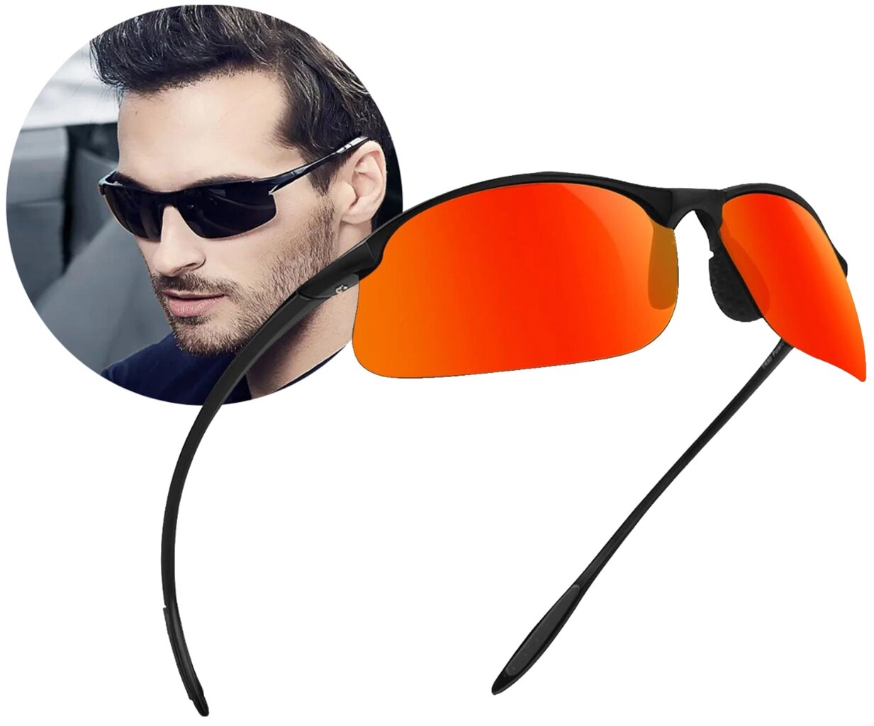 Polarizētas sporta saulesbrilles vīriešiem O90 sarkanas