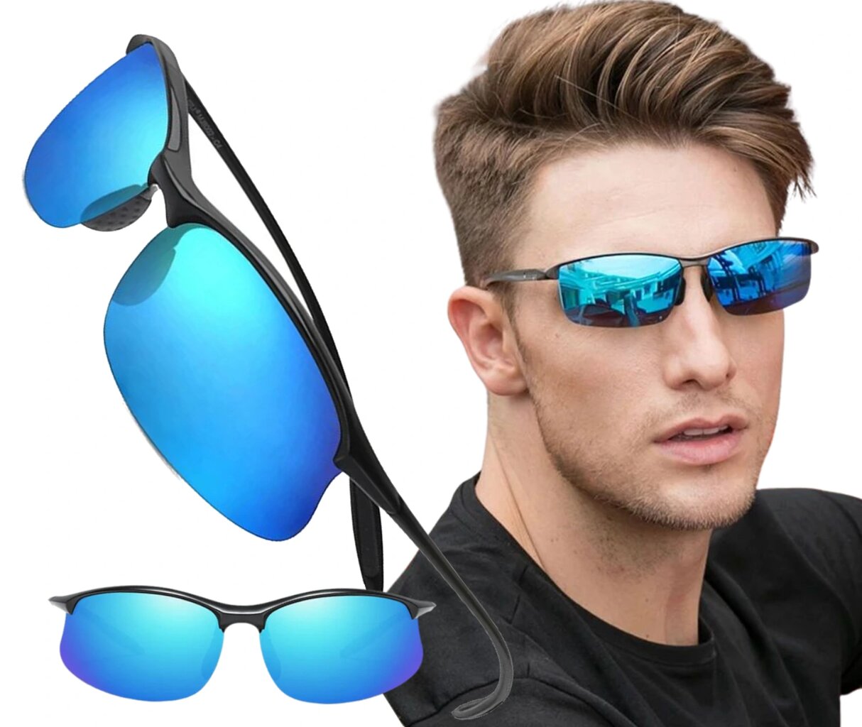 Polarizētas sporta saulesbrilles vīriešiem V90 zilas