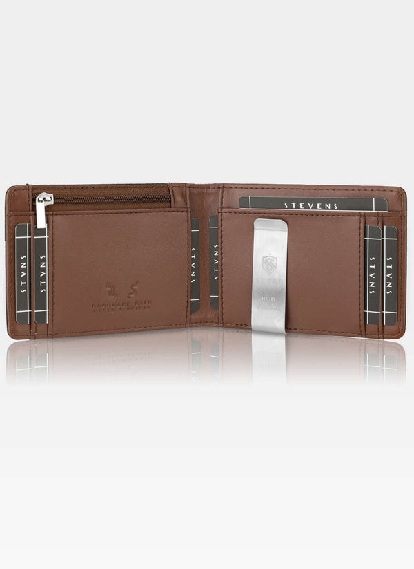 Vīriešu ādas maks Stevens Airtag BLK/BRN S186