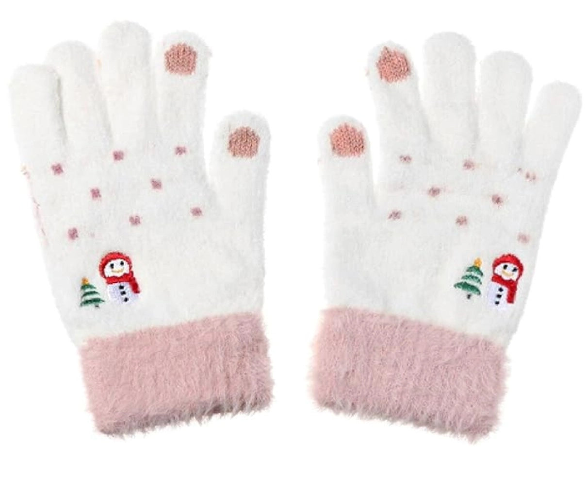 Bērnu ziemas cimdi meitenēm FD105 balti