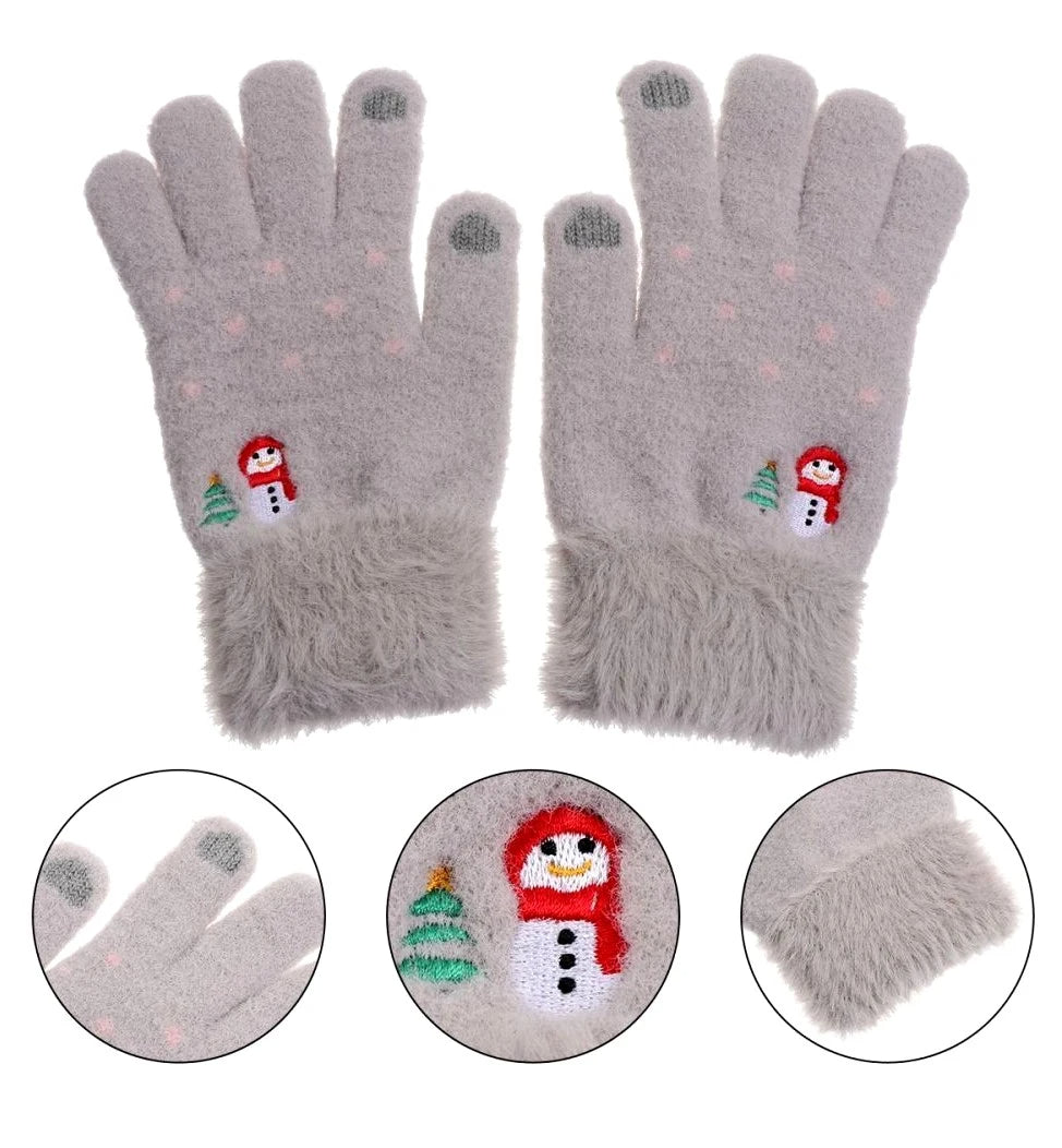 Bērnu ziemas cimdi meitenēm FD105 pelēki