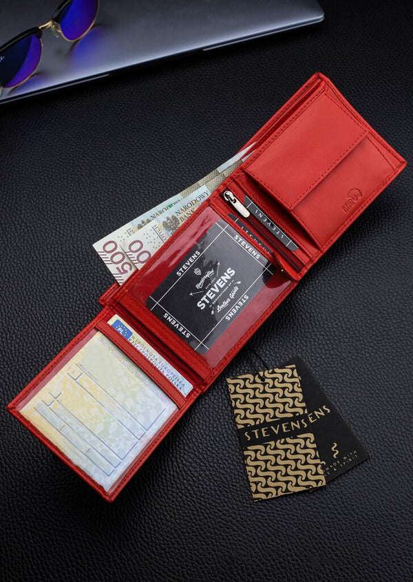 Vīriešu īstas ādas maks Stevens Z02/BR-325-R, RFID aizsardzība 