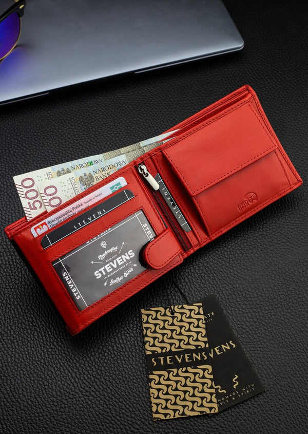 Vīriešu īstas ādas maks Stevens Z02/BR-325-R, RFID aizsardzība 