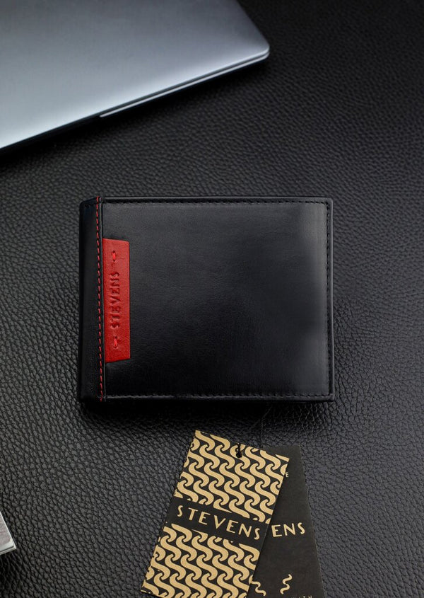 Vīriešu īstas ādas maks Stevens Z05-325-R, RFID aizsardzība 