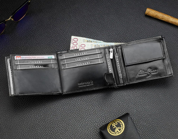 Vīriešu īstas ādas maks Stevens Z05-325-R, RFID aizsardzība 