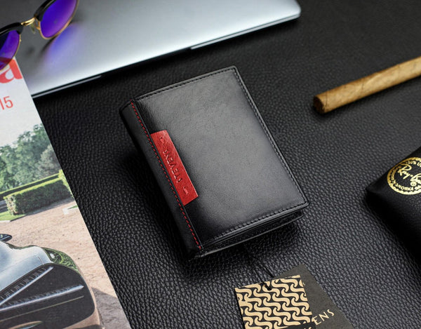 Vīriešu īstas ādas maks Stevens Z05-326-R, RFID aizsardzība 