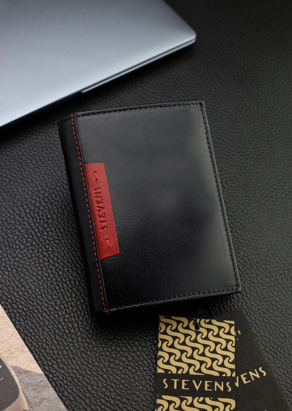 Vīriešu īstas ādas maks Stevens Z05-326-R, RFID aizsardzība 