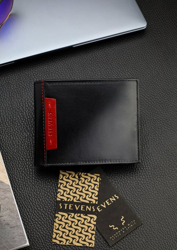 Vīriešu īstas ādas maks Stevens Z05-8888-R, RFID aizsardzība 