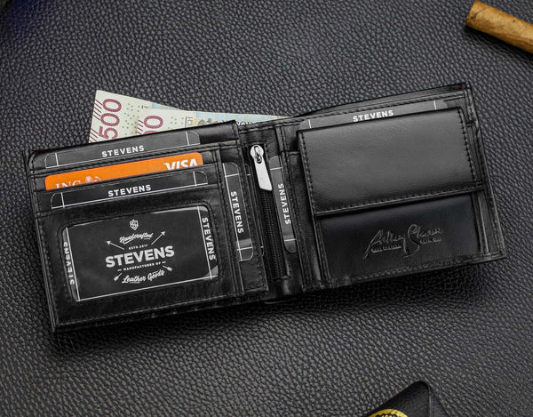 Vīriešu īstas ādas maks Stevens Z05-8888-R, RFID aizsardzība 