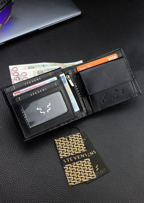 Vīriešu īstas ādas maks Stevens Z05-8888-R, RFID aizsardzība 
