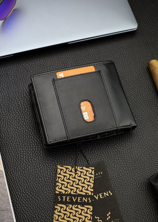 Vīriešu īstas ādas maks Stevens Z05-8888-R, RFID aizsardzība 