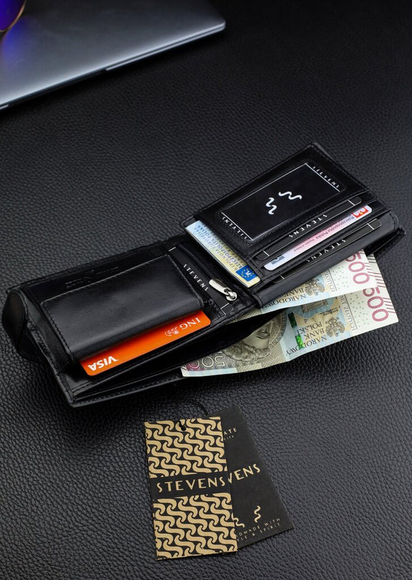 Vīriešu īstas ādas maks Stevens Z05-8888A-R, RFID aizsardzība 