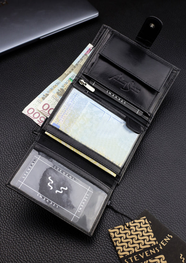 Vīriešu īstas ādas maks Stevens Z05, melns S514