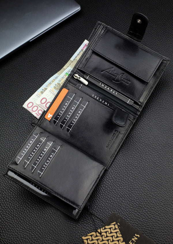 Vīriešu īstas ādas maks Stevens Z05, melns S514