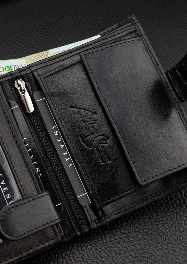 Vīriešu īstas ādas maks Stevens Z05, melns S514