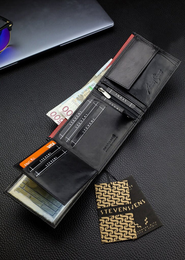 Vīriešu īstas ādas maks Stevens Z06-325-R, RFID aizsardzība 