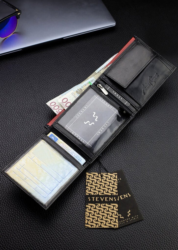 Vīriešu īstas ādas maks Stevens Z06-325-R, RFID aizsardzība 