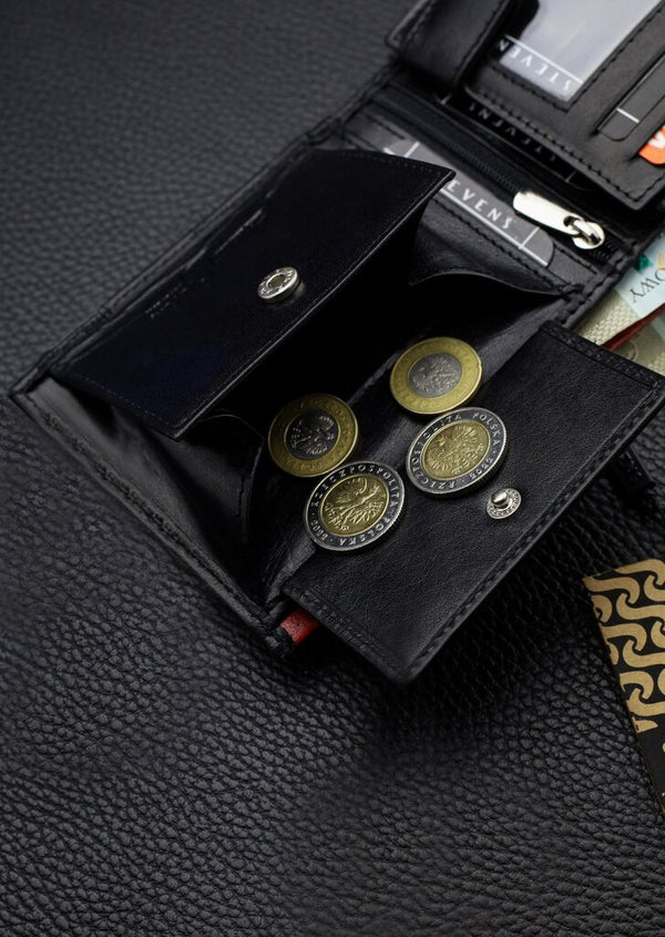 Vīriešu īstas ādas maks Stevens Z06-325-R, RFID aizsardzība 