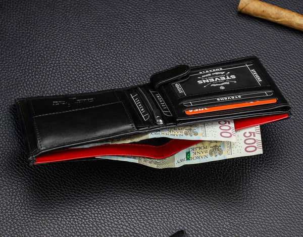 Vīriešu īstas ādas maks Stevens Z06-325-R, RFID aizsardzība 