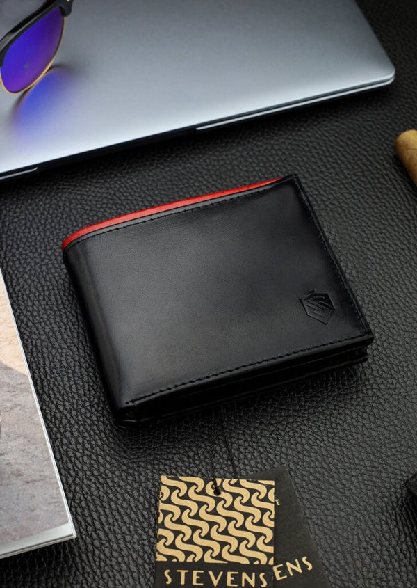 Vīriešu īstas ādas maks Stevens Z06-325-R, RFID aizsardzība 