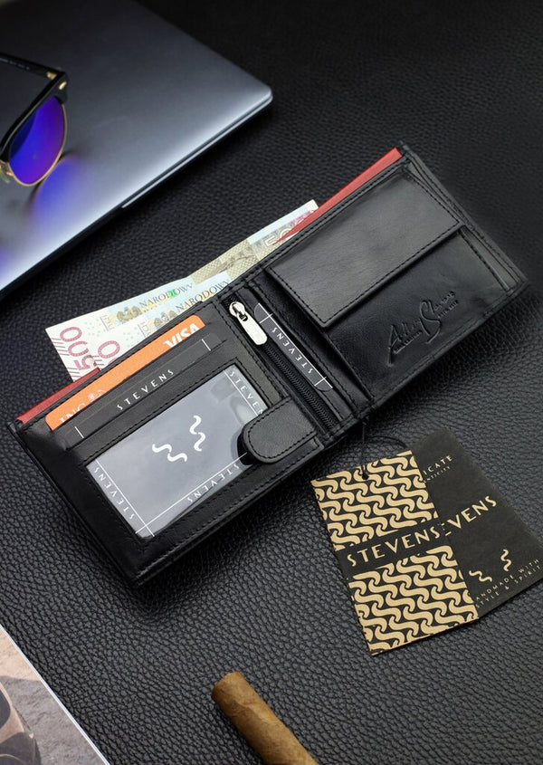 Vīriešu īstas ādas maks Stevens Z06-325-R, RFID aizsardzība 