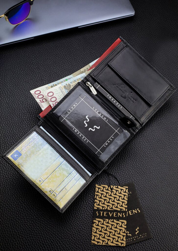 Vīriešu īstas ādas maks Stevens Z06-326-R, RFID aizsardzība 