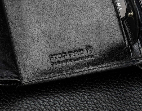 Vīriešu īstas ādas maks Stevens Z06-326-R, RFID aizsardzība 