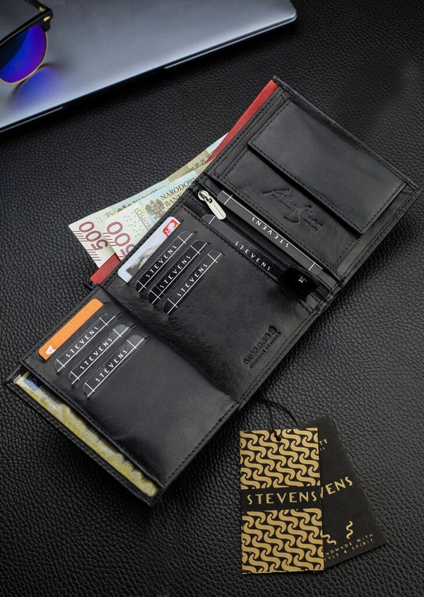 Vīriešu īstas ādas maks Stevens Z06-326-R, RFID aizsardzība 