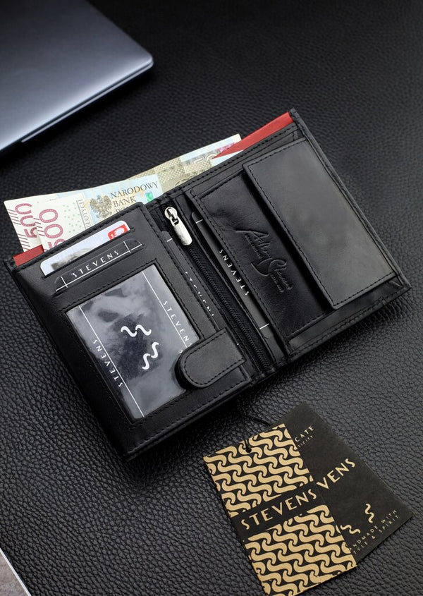 Vīriešu īstas ādas maks Stevens Z06-326-R, RFID aizsardzība 