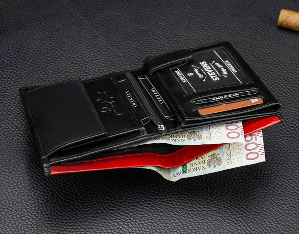 Vīriešu īstas ādas maks Stevens Z06-326-R, RFID aizsardzība 