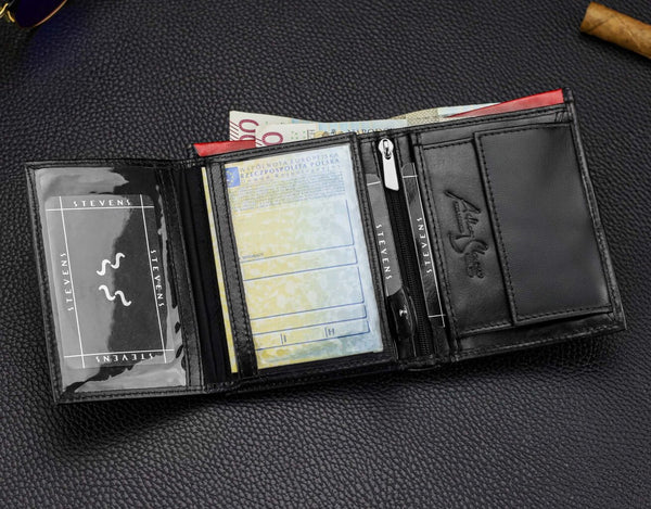 Vīriešu īstas ādas maks Stevens Z06-326-R, RFID aizsardzība 