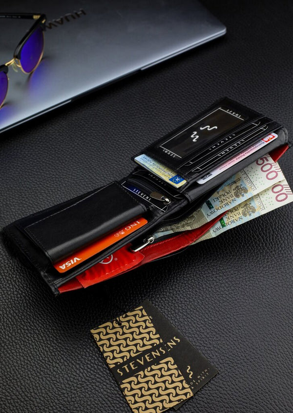 Vīriešu īstas ādas maks Stevens Z06-8888-R, RFID aizsardzība 