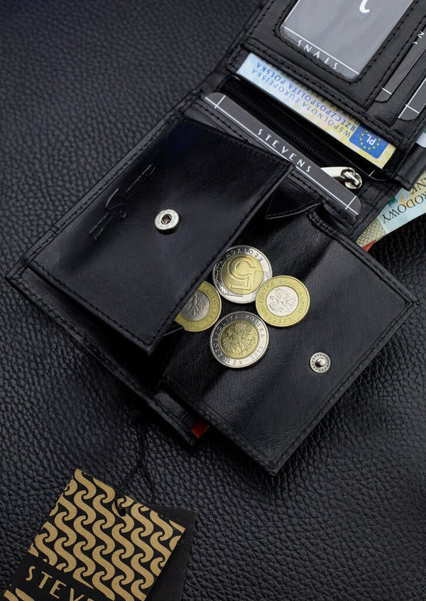 Vīriešu īstas ādas maks Stevens Z06-8888-R, RFID aizsardzība 