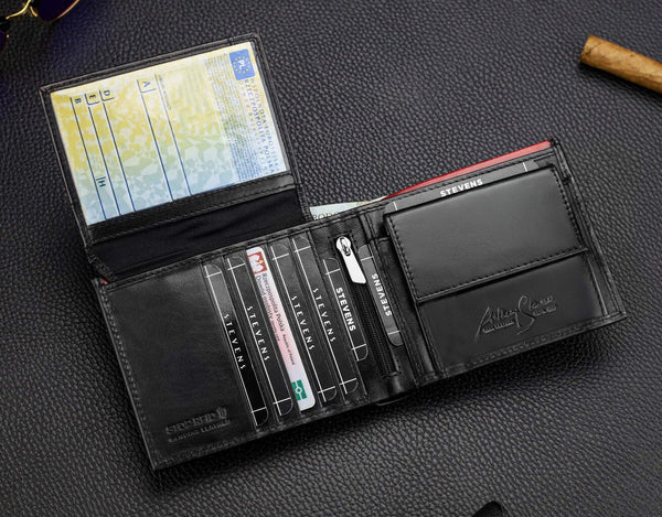 Vīriešu īstas ādas maks Stevens Z06-8888-R, RFID aizsardzība 