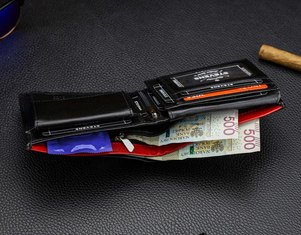 Vīriešu īstas ādas maks Stevens Z06-8888-R, RFID aizsardzība 