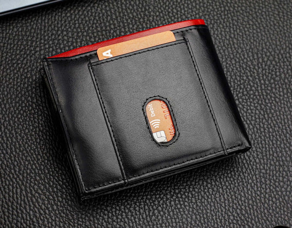 Vīriešu īstas ādas maks Stevens Z06-8888-R, RFID aizsardzība 