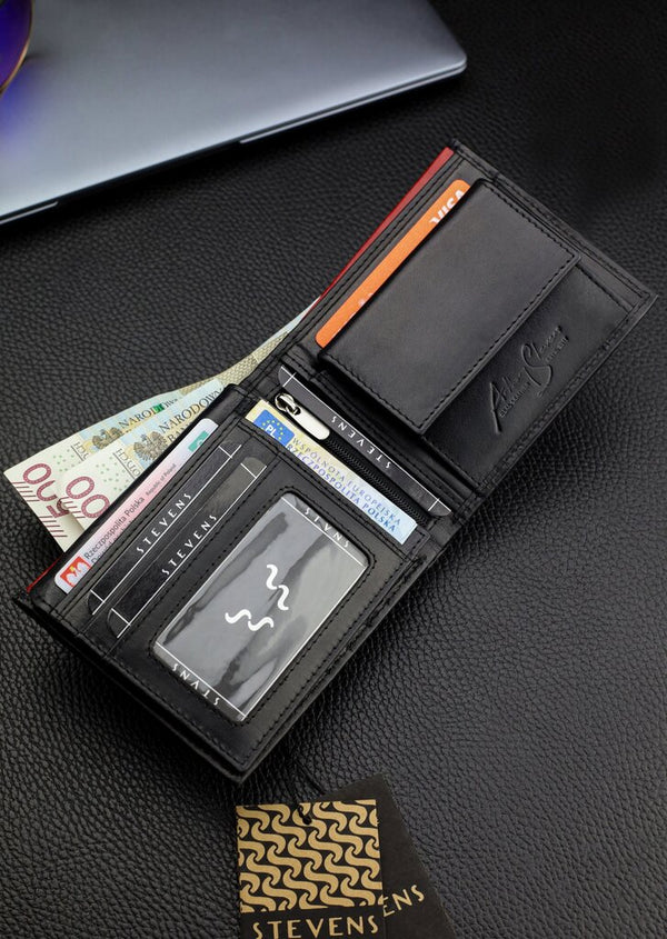 Vīriešu īstas ādas maks Stevens Z06-8888-R, RFID aizsardzība 