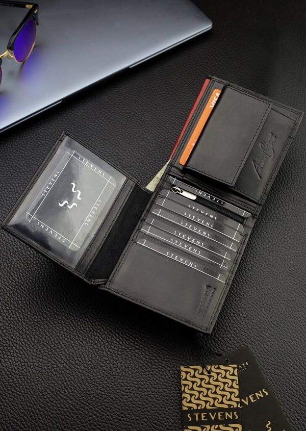 Vīriešu īstas ādas maks Stevens Z06-8888-R, RFID aizsardzība 